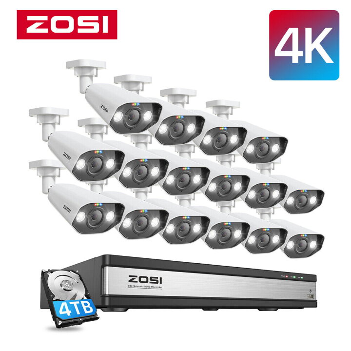 楽天市場】送料無料 ZOSI 防犯カメラpoe 監視カメラ屋外 800万画素 poe 