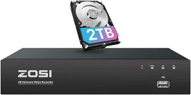 送料無料 ZOSI 800万画素 8ch防犯レコーダー HDD2TB POEレコーダー ZOSI POE防犯カメラ対応 ai機能 H.265+画像圧縮方式 モーション検知 録画録音 遠隔監視 メール警報