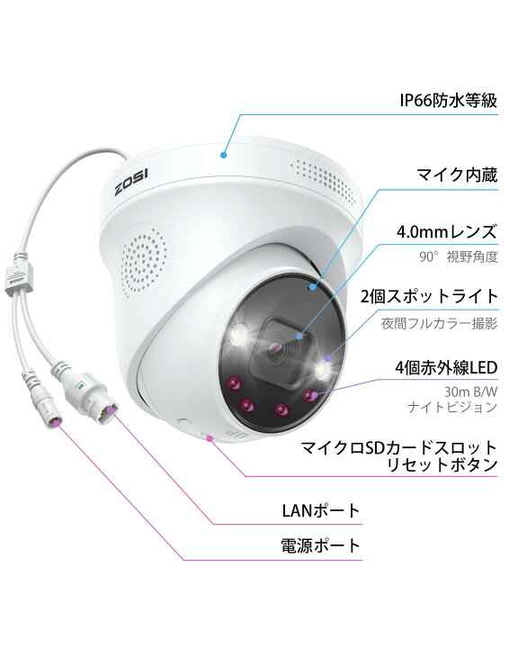 楽天市場】【マラソン☆最大P10倍】ZOSI 防犯カメラpoe 監視カメラ屋外 