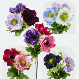 花径約6cmアネモネ【造花】1束売 アネモネバンドル 3本束 (全長約20cm 花径約6cm) F3841