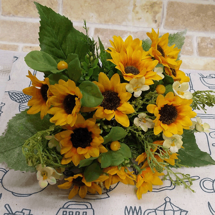 楽天市場】花径約5mミニひまわり13輪付【夏の造花】ミックスサン
