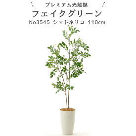 フェイクグリーン シマトネリコ 110cm 光触媒 観葉植物 造花 リアル 室内 リビング 玄関 インテリア おしゃれ 人工観葉植物 消臭 抗菌 プレミアム光触媒フェイクグリーン No3545 【そのまま飾れる 完成形デザイン】 ｜白丸ポット付｜ヤシの繊維付