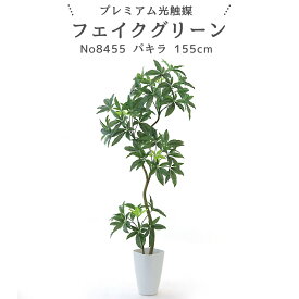 フェイクグリーン パキラ 155cm 光触媒 観葉植物 造花 リアル 室内 リビング 玄関 インテリア おしゃれ 人工観葉植物 消臭 抗菌 プレミアム光触媒フェイクグリーン No8455 【幹のラインを整えた半完成品】｜スマートポット付