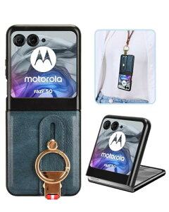 Motorola Razr 50 / 50S / 50d M-51E �p �P�[�X YAJOJO ���ƃL�b�N�X�^���h�@�\ ���|�� �X�g���b�v�t�� �ϏՌ� �����Y�ی� ���烌�U�[�[ + TPU�P�[�X �v�̎��� ��ʃ����Y�ی� �����h�~ �g��