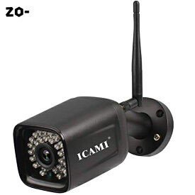 ICAMI 防犯カメラ ワイヤレス HD 1080P WiFi 屋外 無線 SDカード録画 双方向通話 監視カメラ 夜間監視カメラ 動体検知警報機能