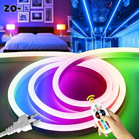100V EL蛍光チューブ管 LEDテープライト 120SMD/M 防水RGB16色変換、グラデーションカラー、調整可能な色変換速度、 配線不要 プラグアンドプレイ 切断可能、 クリスマス装飾 ネオンサイン明るい 長持ち おしゃれ 間接照明