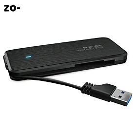 エレコム ポータブルSSD 250GB USB3.2(Gen1) PS5/PS4(メーカー動作確認済) ケーブル収納 データ復旧サービスLite付 ブラック ESD-ECA0250GBKR