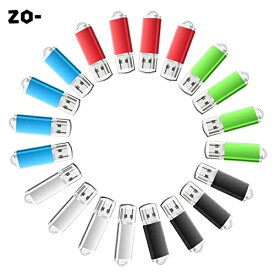 TOPESEL USBメモリ 8GB 20個セットUSB2.0 フラッシュメモリー キャップ式 フラッシュドライブ（五色：黒、赤、青、緑、銀）
