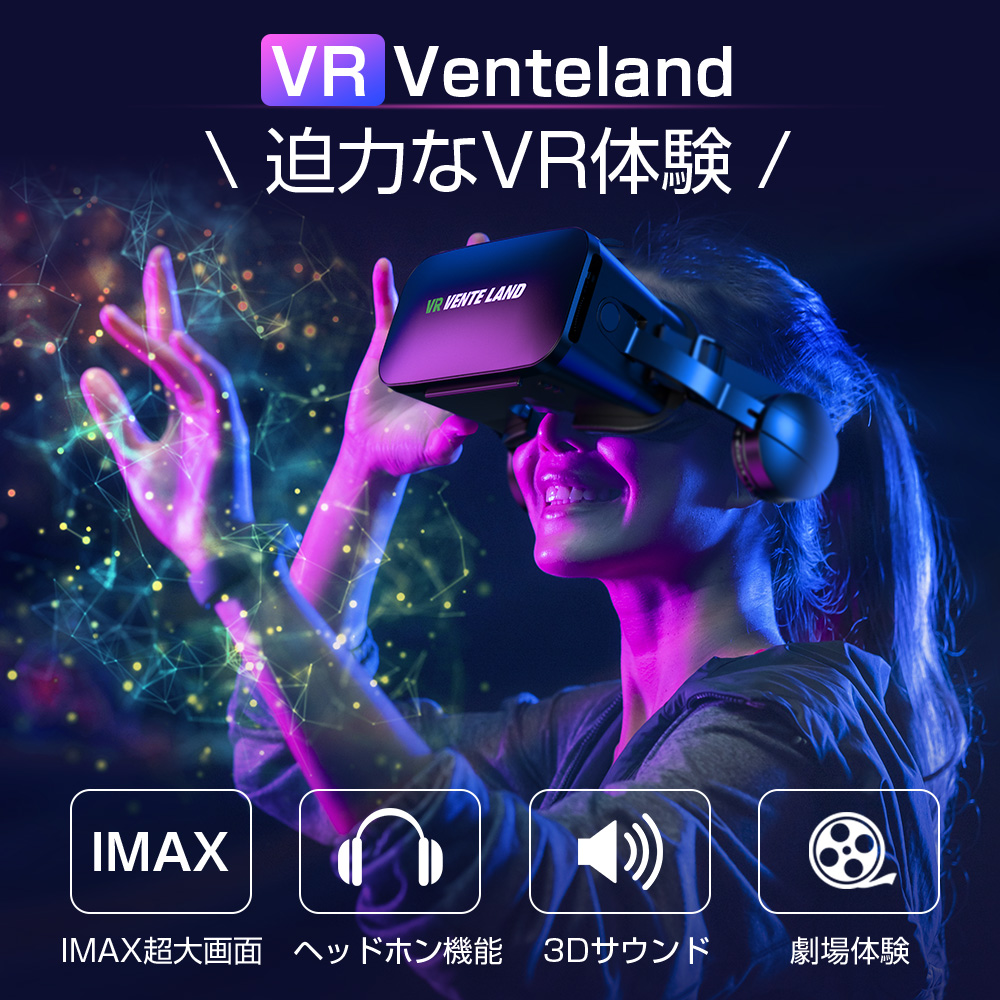  VRゴーグル VRヘッドセット スマホ用VRゴーグルスマホ ヘッドセット バーチャル  VR 映像  VRメガネ 非球面光学レンズ メガネ対応 眼鏡 動画 ゲーム 視力保護 装着感良い 120°視野角 通気性 軽量 4.5-6.53インチ 送料無料