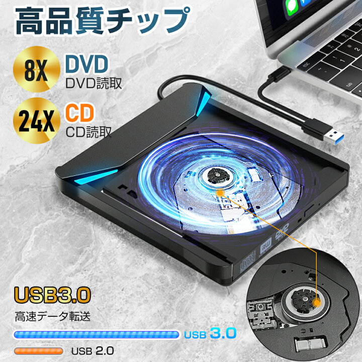 楽天市場】【クーポンで2,780円】 DVDドライブ 外付け 【USB3.0】 CD 
