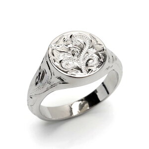 BFF ブランド ハワイアンリング メンズ 印台リング 丸型 シルバー シグネットリング スタンプリング 小ぶり 専用BOX付属