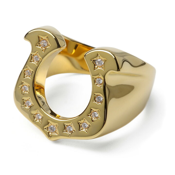 楽天市場】ホースシューリング 馬蹄リング 18KGP ゴールド シルバー CZ  