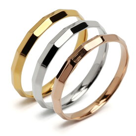 竹節リング 反射でキラキラ ステンレスリング ゴールドリング K18 GP シルバー ピンク 指輪 レディース 金属アレルギー対応