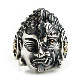 シルバー925素材 一念 仏と魔 リング 925 シルバー指輪 悪魔 仏陀 ジュエリーボックス付き シルバーアクセサリー 父の日