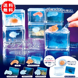 ミニチュアアクアリウム DEEP 全6種コンプリート(ラブカ、ダイオウグソクムシ、リュウグウノツカイ、ブロブフィッシュ、ダンボオクトパス、チョウチンアンコウ) カプセル入り ガチャガチャ がちゃがちゃ カプセルトイ エール ガチャ ガチャ コンプリート 深海魚