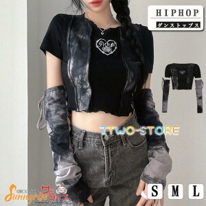 ダンストップス レディース ダンス衣装 タイダイ柄 半袖 袖カバーセックシーへそ出し HIPHOP ヒップホップ ステージ衣装 舞台衣装 韓国 イベント