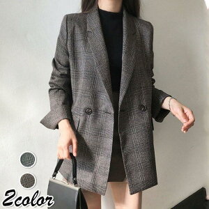 ブレザー スーツ レディース テーラードジャケット 長袖 テーラード ジャケット オシャレ チェック柄 ブレザースーツ 30代 カジュアル 韓国風 通勤 OL 40代