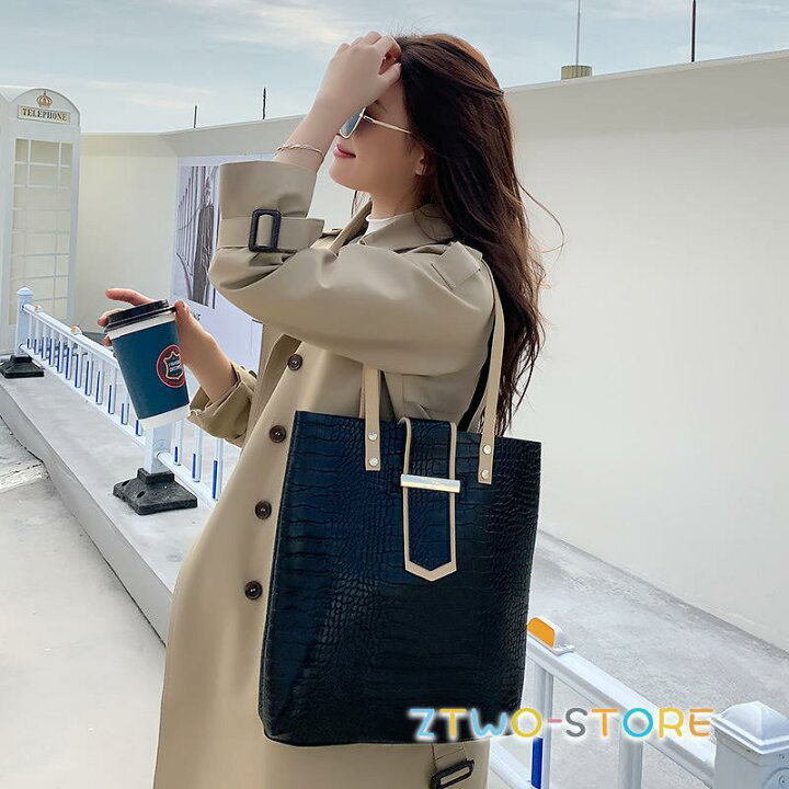 楽天市場】トートバッグ レディース 肩かけバッグ 2way クロコ 型押し  