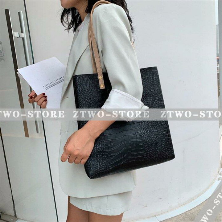 楽天市場】トートバッグ レディース 肩かけバッグ 2way クロコ 型押し  