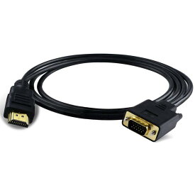 Xhwykzz HDMIからVGAケーブルアダプタへのモニターD-SUB 15ピンHDMIゴールドオスからVGAオスコネクタへコード変換器コンピュータPC 1.8M(黒)