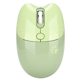 Bluetoothワイヤレスマウス、かわいい猫のカラフルな2モードBluetoothマウスと2.4Gワイヤレスマウス、800/1200/1600 DPI調整可能、PC、ラップトップ、デスクトップ用(緑)