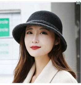 秋冬 女性 帽子 無地 ウール 韓国 ファッション エレガント レディース