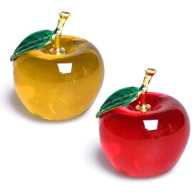 フェリモア りんご型 水晶 クリスタル アップル ペーパーウェイト 風水インテリア 置物 2色セット
