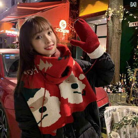 マフラー サンタクロース レディース ファッション 冬 赤 スカーフ 厚手 暖かい かわいい カップル 学生用 韓国