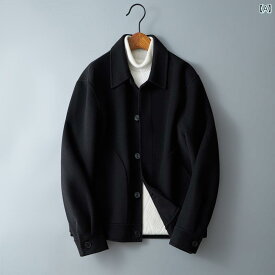 メンズ ジャケット 韓国 スリム ワークウェア シンプル ビジネス カジュアル シャツ 襟 両面 ウール トップ