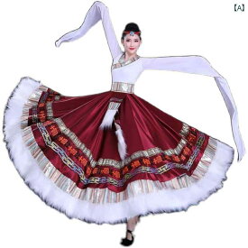 チベット モンゴル ダンス スカート スイング スカート 練習 パフォーマンス 衣装 民族 衣装 女性用 民族舞踊 伝統 エスニック フレア 大きいサイズ