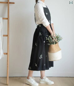 エプロン かわいい 防水 刺繍 コットン キッチン ホーム ワーク ロング丈 レディース ファッション