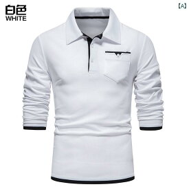 バイカラー モノトーン ポケット ポロシャツ ゴルフ スポーツ メンズ 長袖 Tシャツ 大きいサイズ