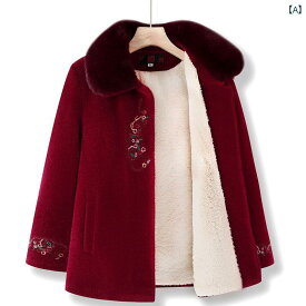コート 上着 レディース おしゃれ 上品 おばあちゃん 秋冬 プレゼント ギフト 大きいサイズ 花鳥柄 ウール 裏起毛 刺繍