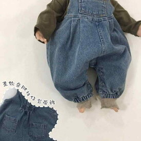 ベビー パンツ 秋服 子供 メンズ 韓国 かわいい サスペンダー 女の子 赤ちゃん ゆったり ビッグ PP ジャンプ スーツ ユニセックス デニム