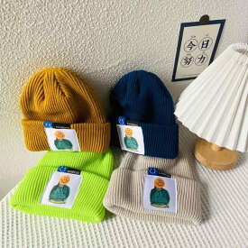 ニット帽 秋冬 レディース カジュアル ウール帽子 韓国 和風 ワッペン かわいい 耳保護 防寒帽子 ユニセックス