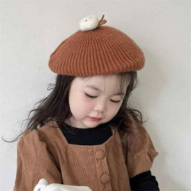 ニット帽 赤ちゃん 子供 ベレー帽 秋冬 メンズ レディースの ベビー 帽子 かわいい 無地 子供用 暖かい ウール 男女兼用