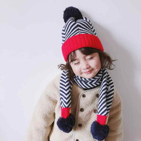 冬 赤ちゃん 暖かい スーツ 子供 スカーフ 帽子 2 点 セット 男の子 ファッション ストライプ 女の子 ウール 男女兼用