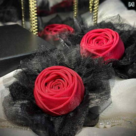 コサージュ レディース アクセサリー 生地 薔薇 ブローチ 勇気 花 フラワー 女性用 装飾品