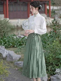 レディース 婦人服 スカート ブラウス シャツ 半袖 長袖 セットアップ ツーピース 文学的 レトロ 牧歌的 中国
