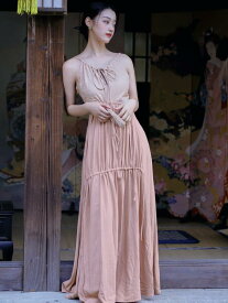 レディース 婦人服 ワンピース ドレス キャミソール 文学的 レトロ 牧歌的 夏 ロング丈 中国