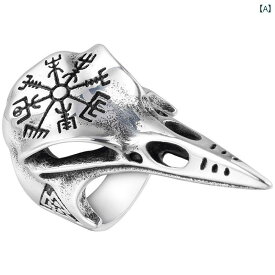 アクセサリー 指輪 バイキング 鳥スカルリング メンズヒップ ホップ 北欧 レトロ チタン 鋼 ジュエリー