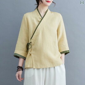仏教 禅 レディース ファッション コットン リネン 唐装 中国風 漢服 トップ ファッション レトロ
