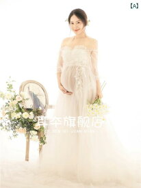 マタニティ フォト 衣装 おしゃれ 妊婦 写真 スタジオ 妊娠 シースルー ドレス 妊婦 白 ガーゼ スカート アート フリーサイズ かわいい レース