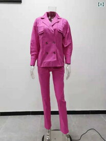 レディース ファッション スーツ 長袖 シャツ パンツ ジャケット 無地 カジュアル コットン リネン ズボン セット