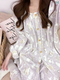 韓国 スイート かわいい プリント パジャマ レディース ファッション ルーム ウェア 大きいサイズ 上下 セット 長袖