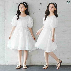 女の子 半袖 ドレス 夏 ファッション 韓国 ハイエンド サテン 子供 ワンピース パフォーマンス プリンセス スカート 韓国
