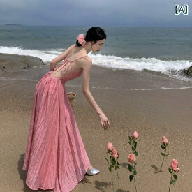 リゾート ワンピース サマー レディース ハワイ 沖縄 休日 海辺 写真撮影 ワンワードカラー ハイウエスト プルオーバー プリーツ ロング スカート ドレス ノースリーブ