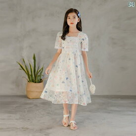 子供服 ドレス ワンピース 半袖 サマードレス リゾートドレス かわいい キュート ラブリー 女の子 キッズ ロング スカート 夏