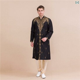インド 民族 衣装 メンズ ファッション クルタ シルク コットン 伝統的 本格 刺繍入り S サイズ ゴージャス ハイエンド 長袖