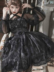 ゴスロリ レディース ファッション ガーリー ロリータ ウェディング ゴシック ダーク プリンセス ハロウィン ドレス ワンピース 個性的 かわいい